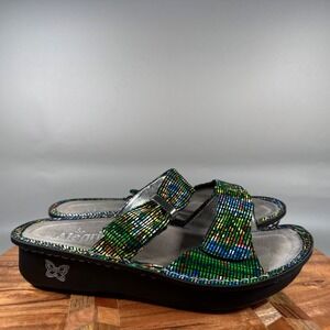 Alegria Kari KAR-360 Womens 39 8 Multi Color Leather Adjustable Slide Sandals